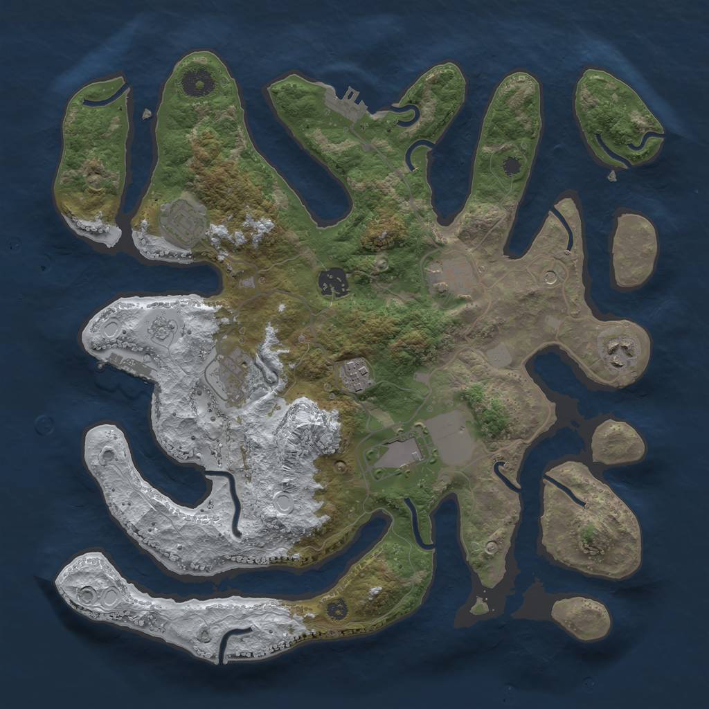 Rust Map: Procedural Map, Size: 3500, Seed: 23421, 16 Monuments