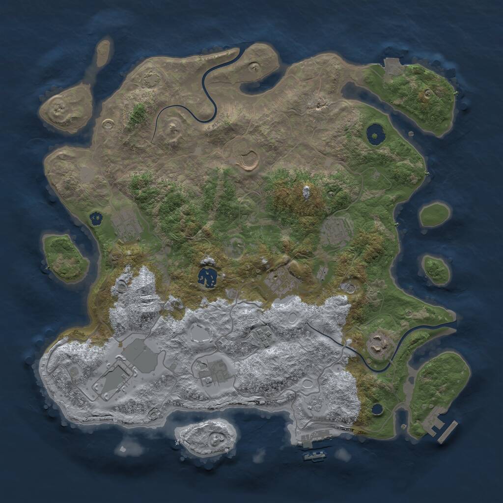 Rust Map: Procedural Map, Size: 3800, Seed: 3069951, 15 Monuments