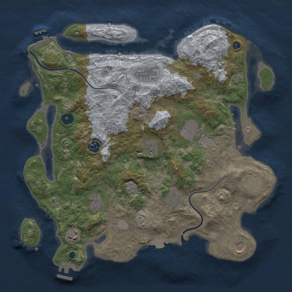 Rust Map: Procedural Map, Size: 3800, Seed: 6459007, 15 Monuments