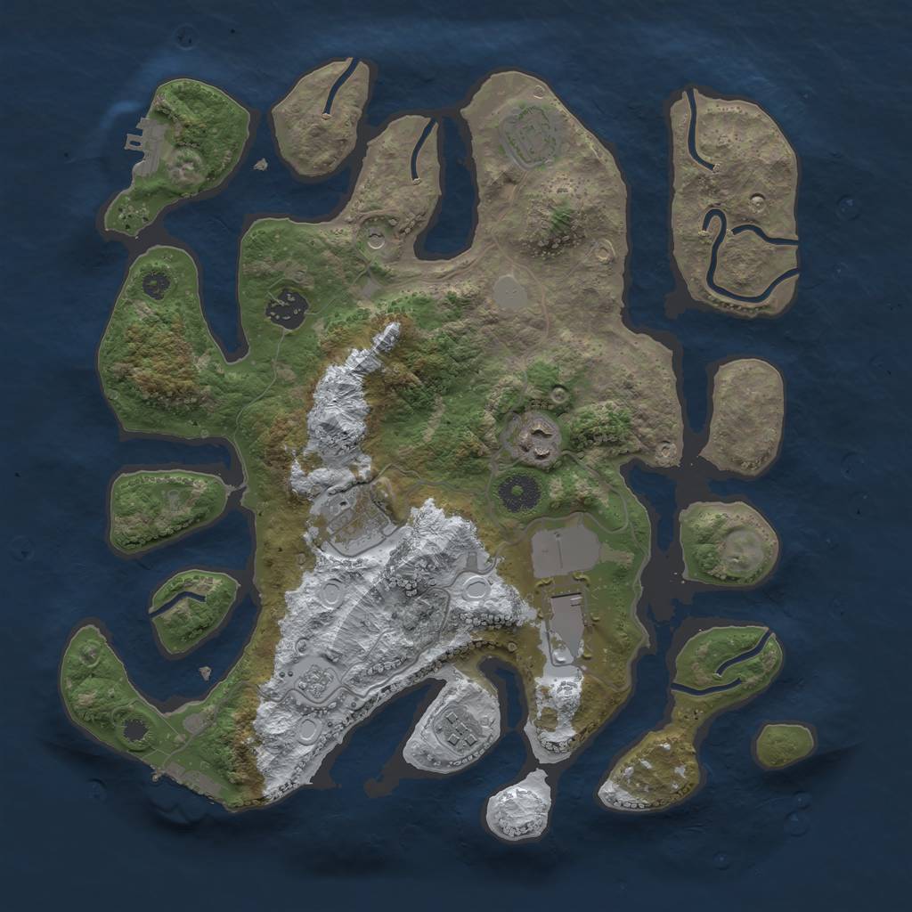 Rust Map: Procedural Map, Size: 3500, Seed: 3716478, 15 Monuments