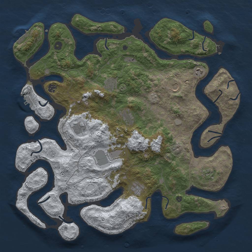 Rust Map: Procedural Map, Size: 4500, Seed: 5330062, 19 Monuments