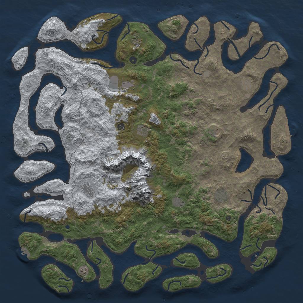 Rust Map: Procedural Map, Size: 6000, Seed: 2126151881, 20 Monuments