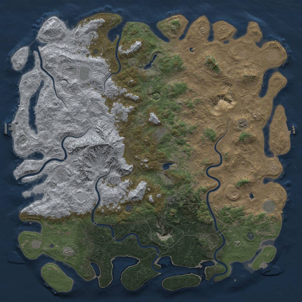 Rust Map: Procedural Map, Size: 6000, Seed: 2126151881, 17 Monuments