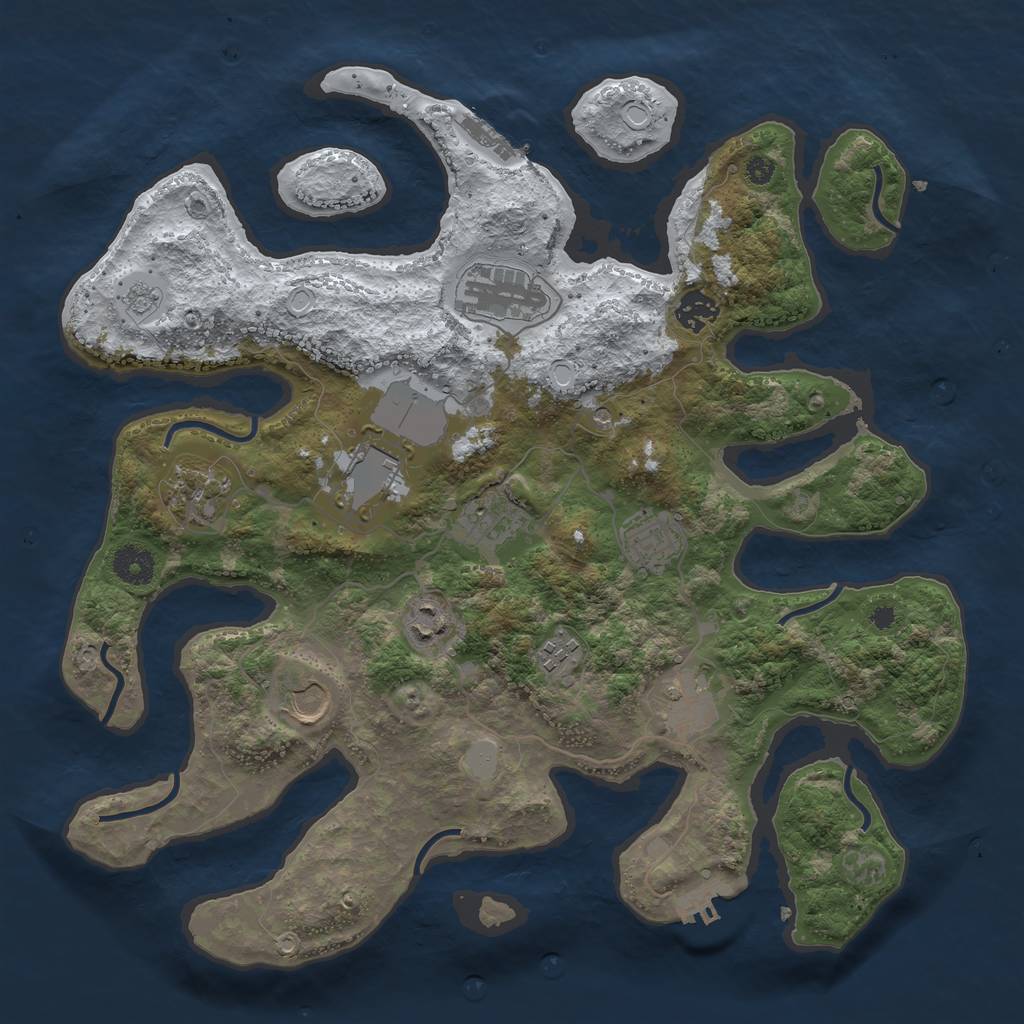 Rust Map: Procedural Map, Size: 3750, Seed: 3439015, 19 Monuments
