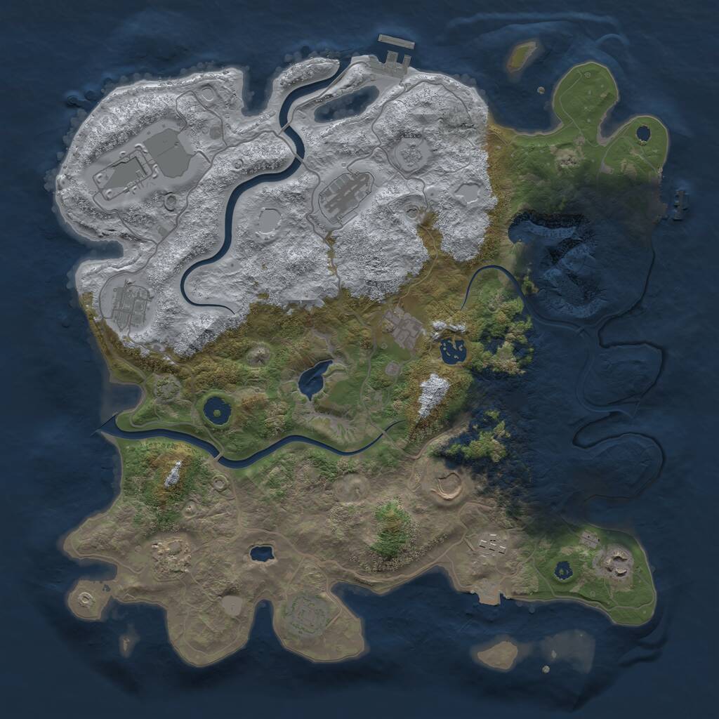 Rust Map: Procedural Map, Size: 4000, Seed: 378561, 16 Monuments