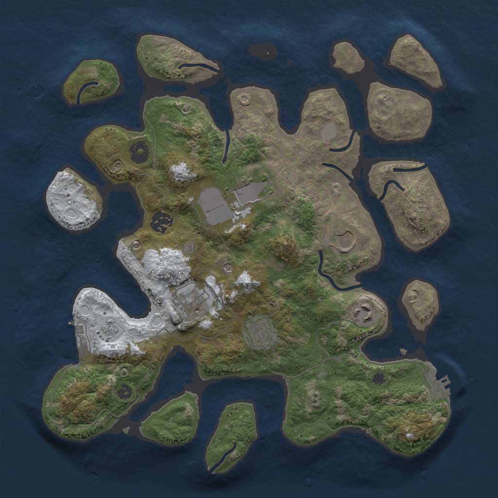 Rust Map: Procedural Map, Size: 3500, Seed: 4396045, 15 Monuments