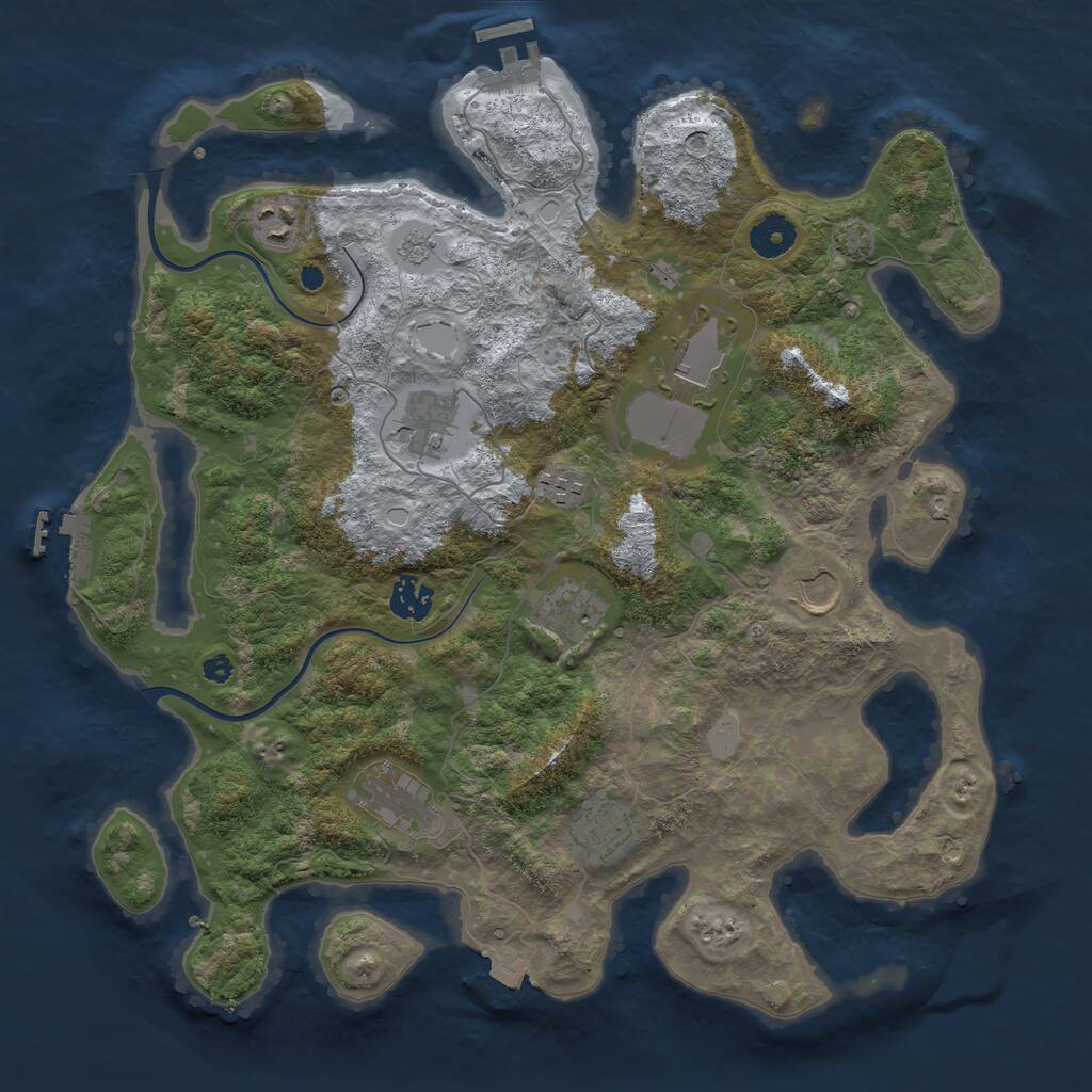 Rust Map: Procedural Map, Size: 3750, Seed: 123456789, 14 Monuments