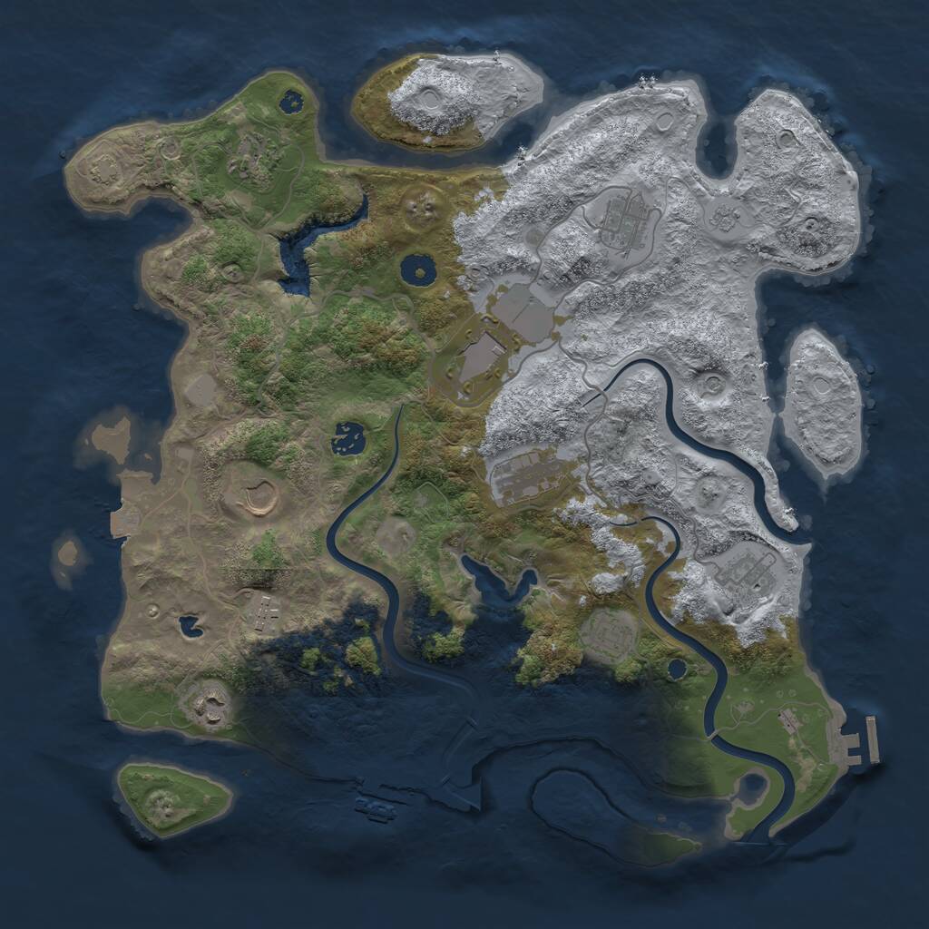 Rust Map: Procedural Map, Size: 4000, Seed: 125021, 16 Monuments
