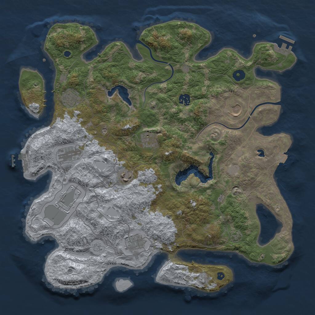 Rust Map: Procedural Map, Size: 4000, Seed: 768813, 14 Monuments
