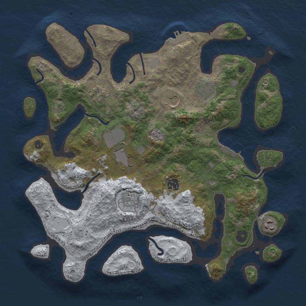 Rust Map: Procedural Map, Size: 3800, Seed: 5875471, 17 Monuments