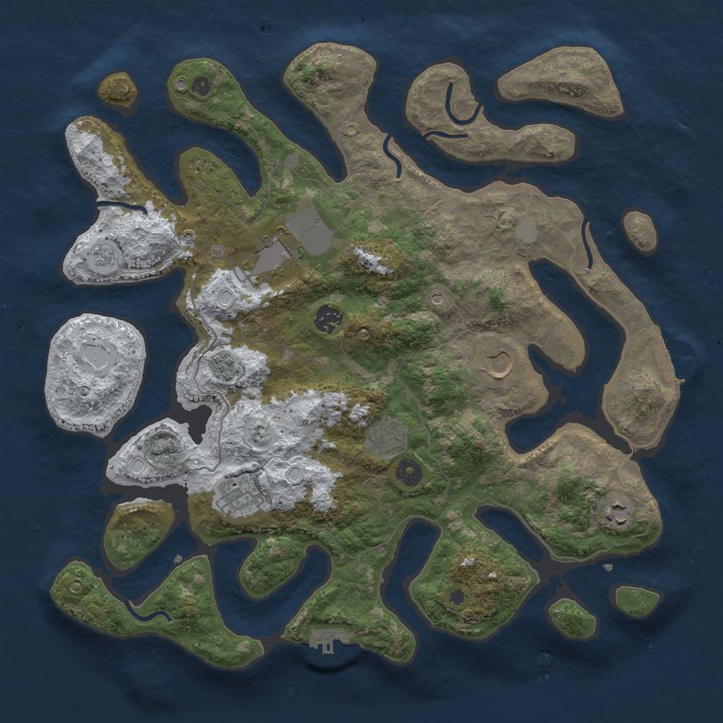 Rust Map: Procedural Map, Size: 4000, Seed: 916793, 16 Monuments