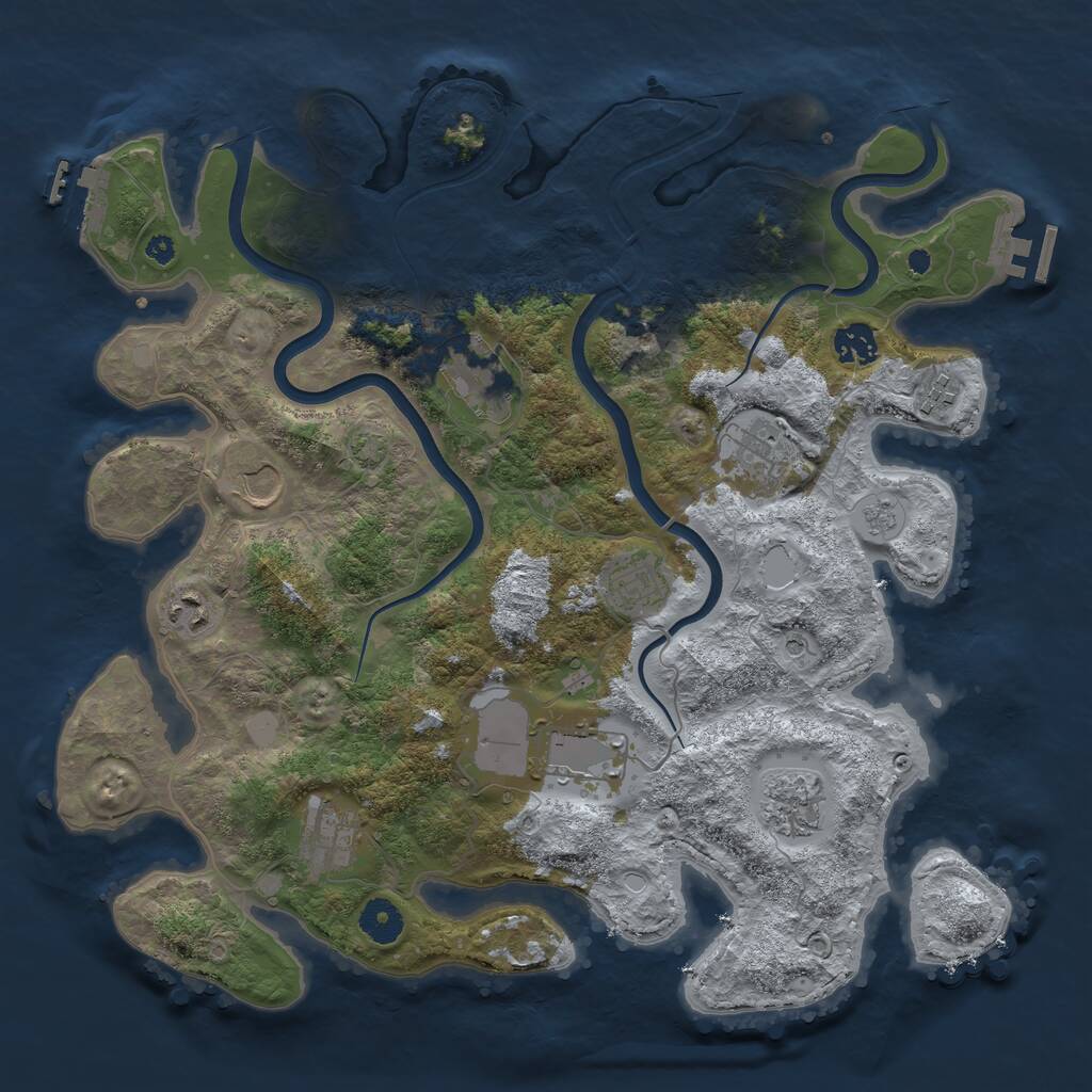 Rust Map: Procedural Map, Size: 3800, Seed: 4490820, 16 Monuments