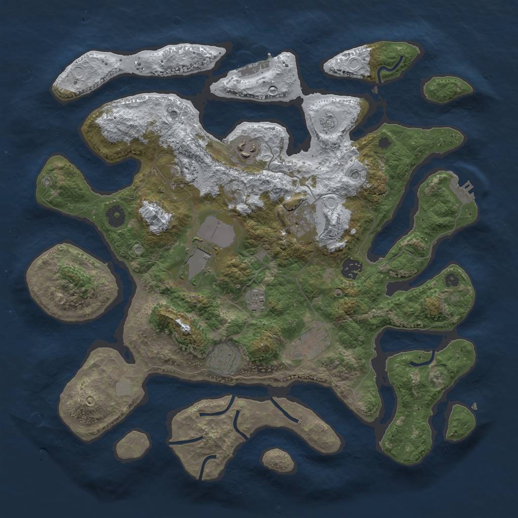 Rust Map: Procedural Map, Size: 3800, Seed: 6428703, 17 Monuments