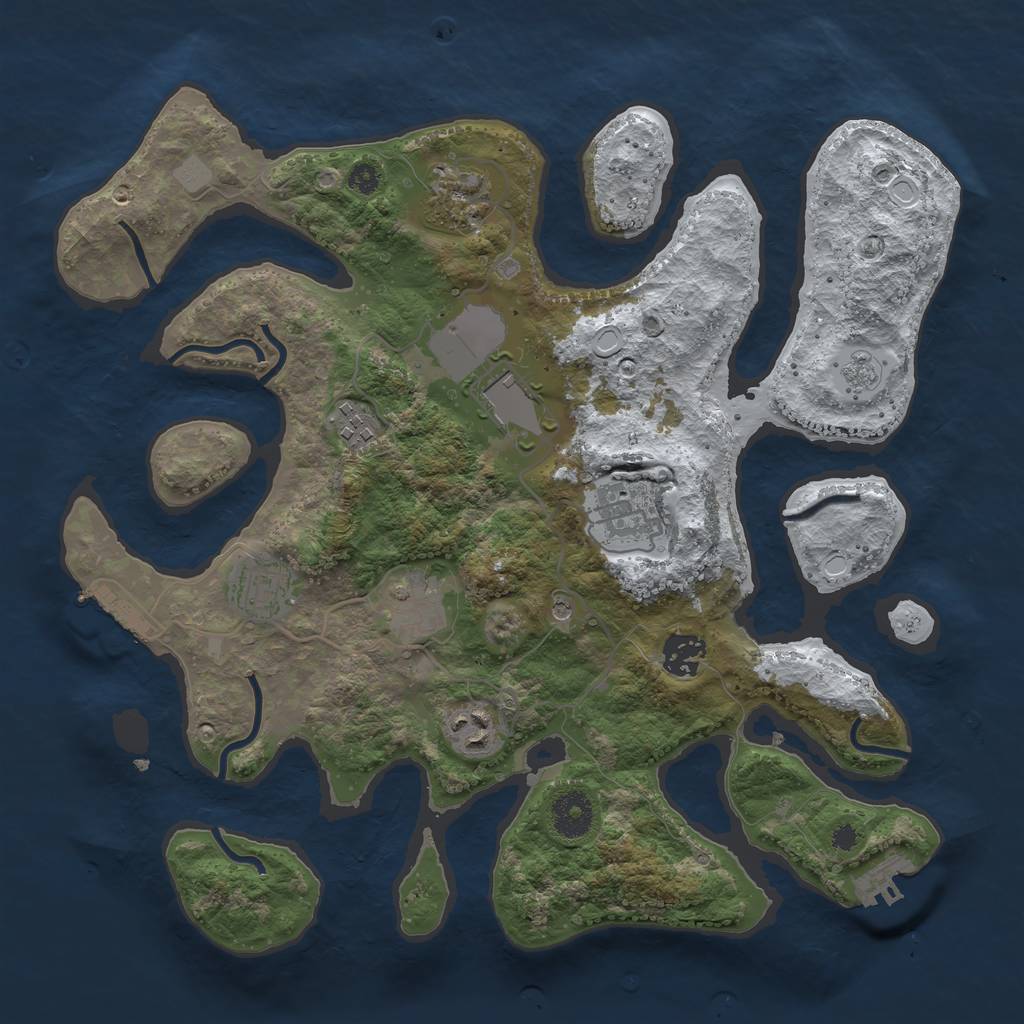 Rust Map: Procedural Map, Size: 3500, Seed: 2605296, 17 Monuments