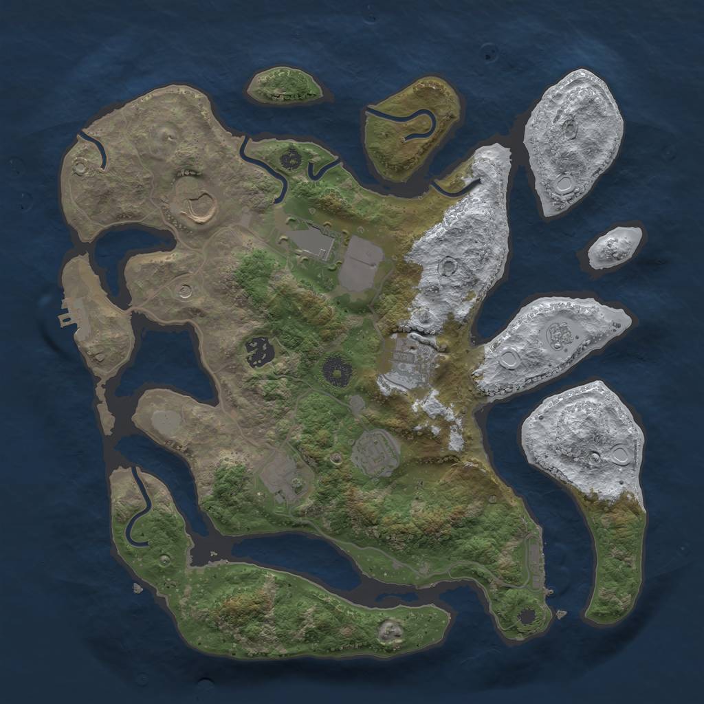 Rust Map: Procedural Map, Size: 3500, Seed: 3192716, 15 Monuments