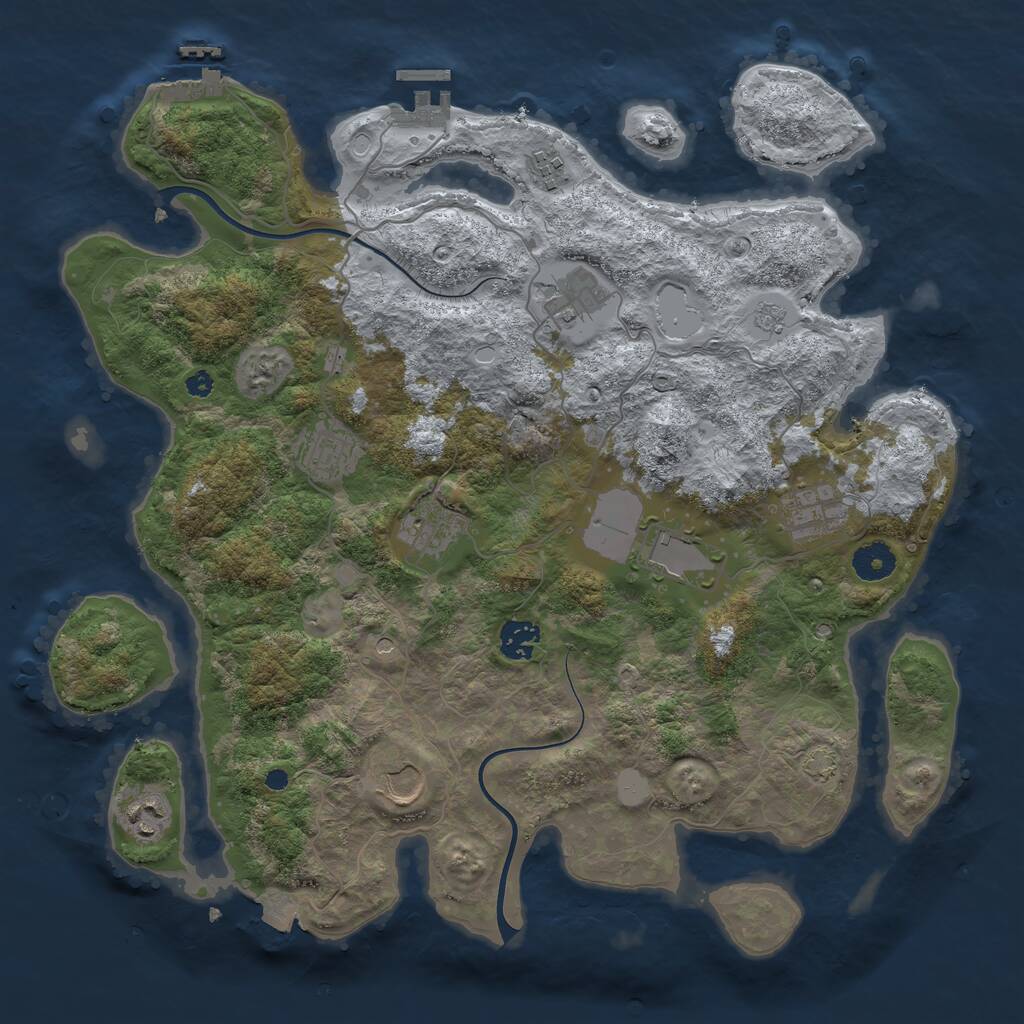 Rust Map: Procedural Map, Size: 3800, Seed: 2659269, 15 Monuments