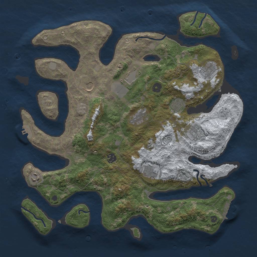 Rust Map: Procedural Map, Size: 4000, Seed: 623065, 19 Monuments