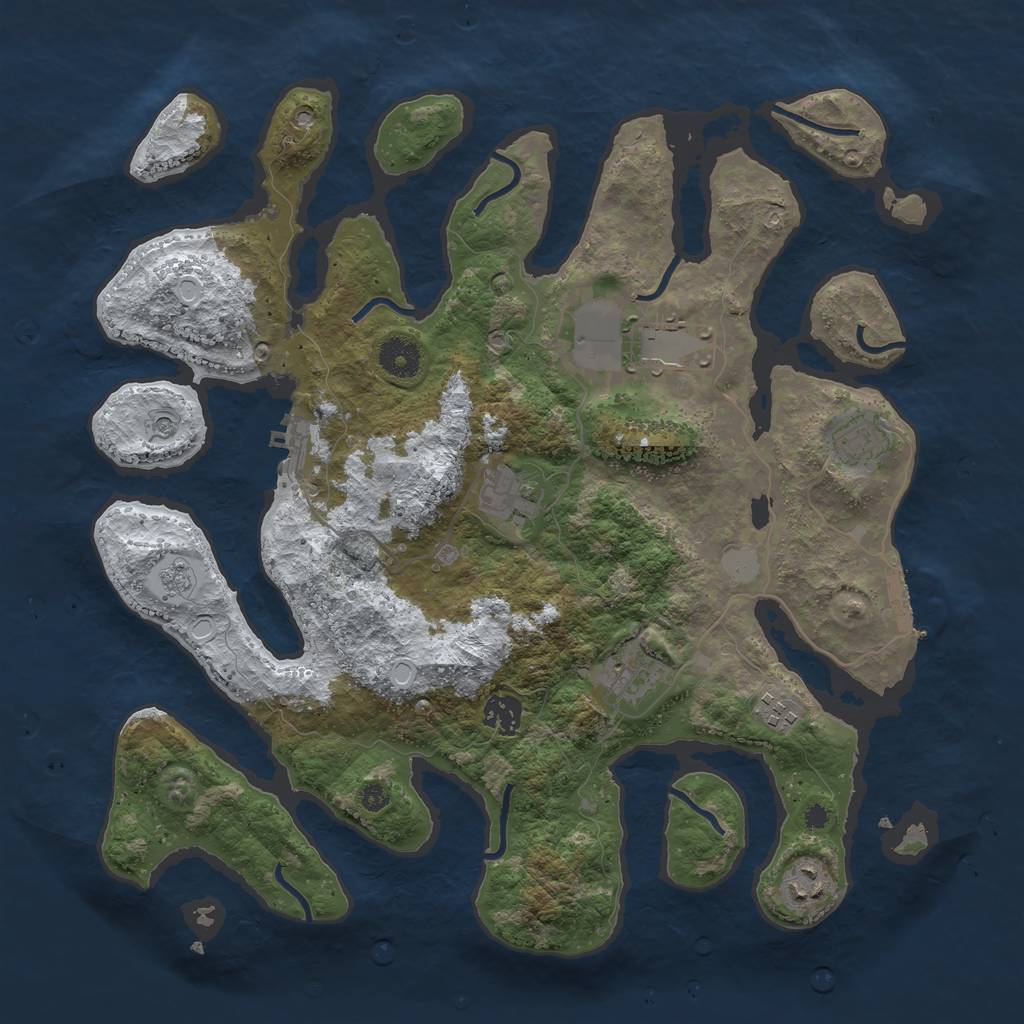 Rust Map: Procedural Map, Size: 3800, Seed: 2692650, 16 Monuments