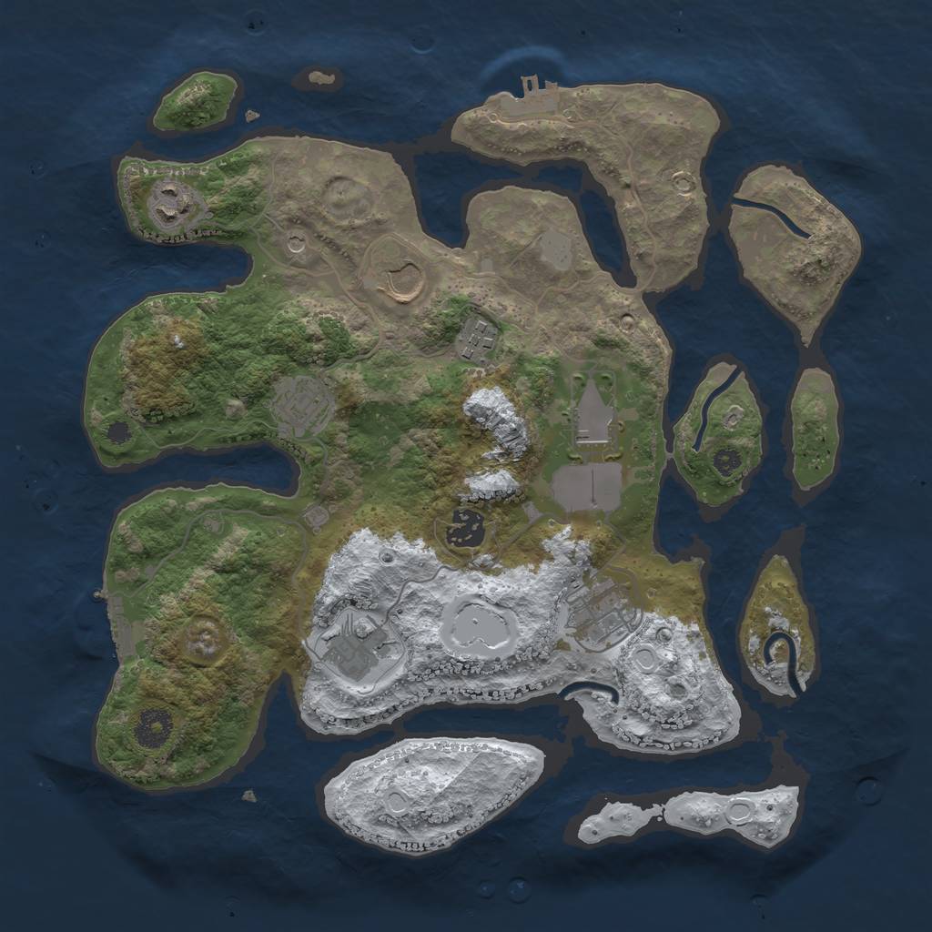 Rust Map: Procedural Map, Size: 3500, Seed: 1384508, 16 Monuments