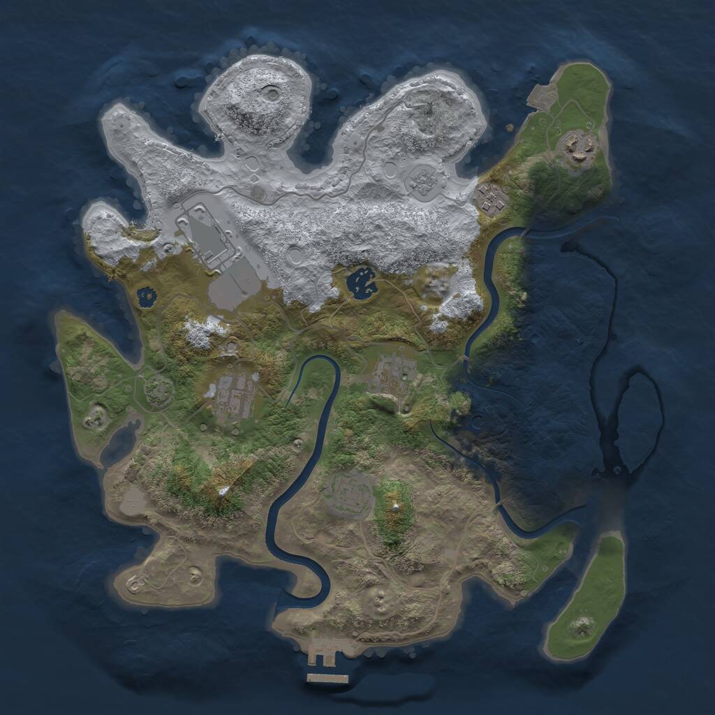 Rust Map: Procedural Map, Size: 3500, Seed: 624534, 12 Monuments