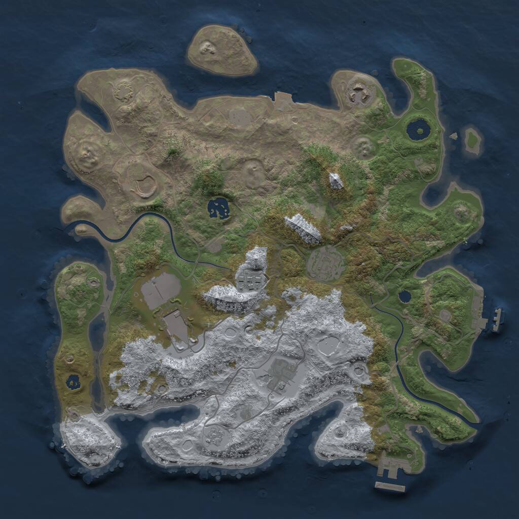 Rust Map: Procedural Map, Size: 3500, Seed: 987626, 13 Monuments