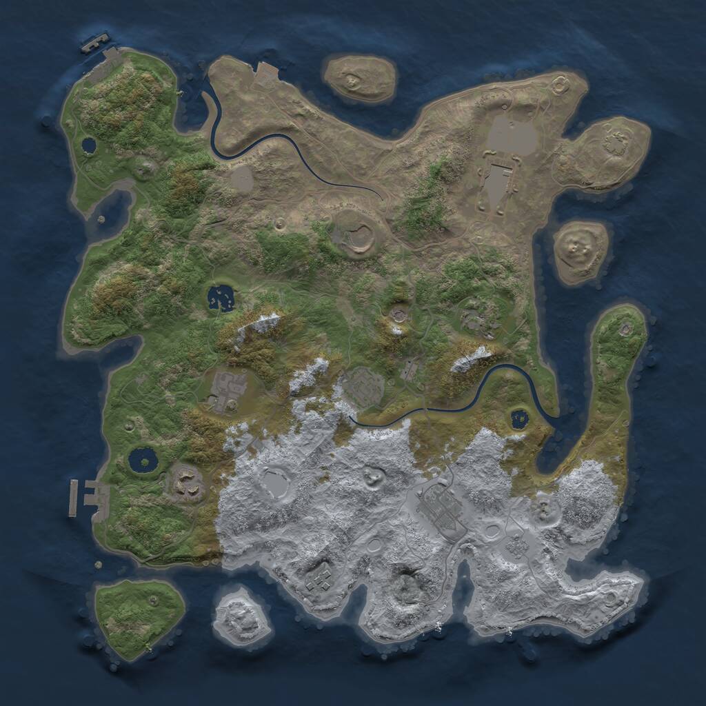 Rust Map: Procedural Map, Size: 3800, Seed: 2391559, 15 Monuments