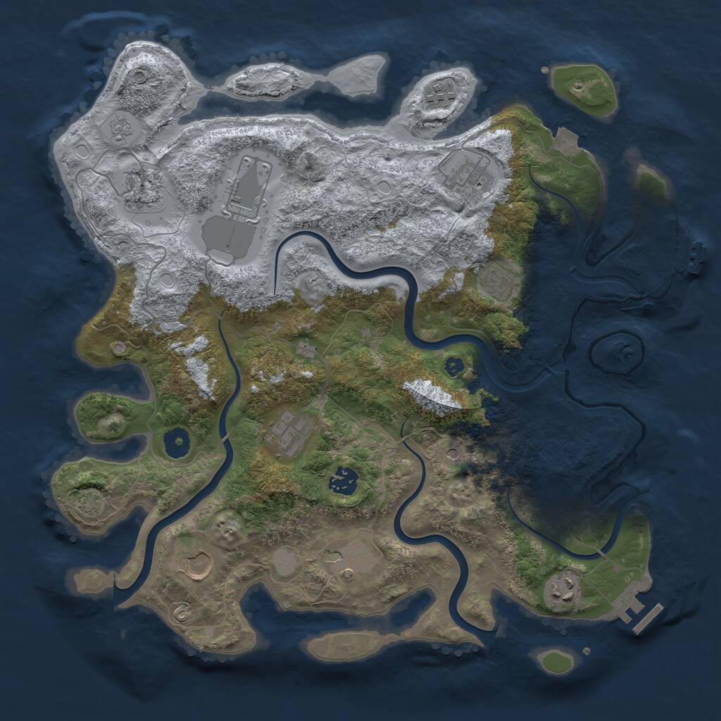 Rust Map: Procedural Map, Size: 3800, Seed: 4461543, 16 Monuments