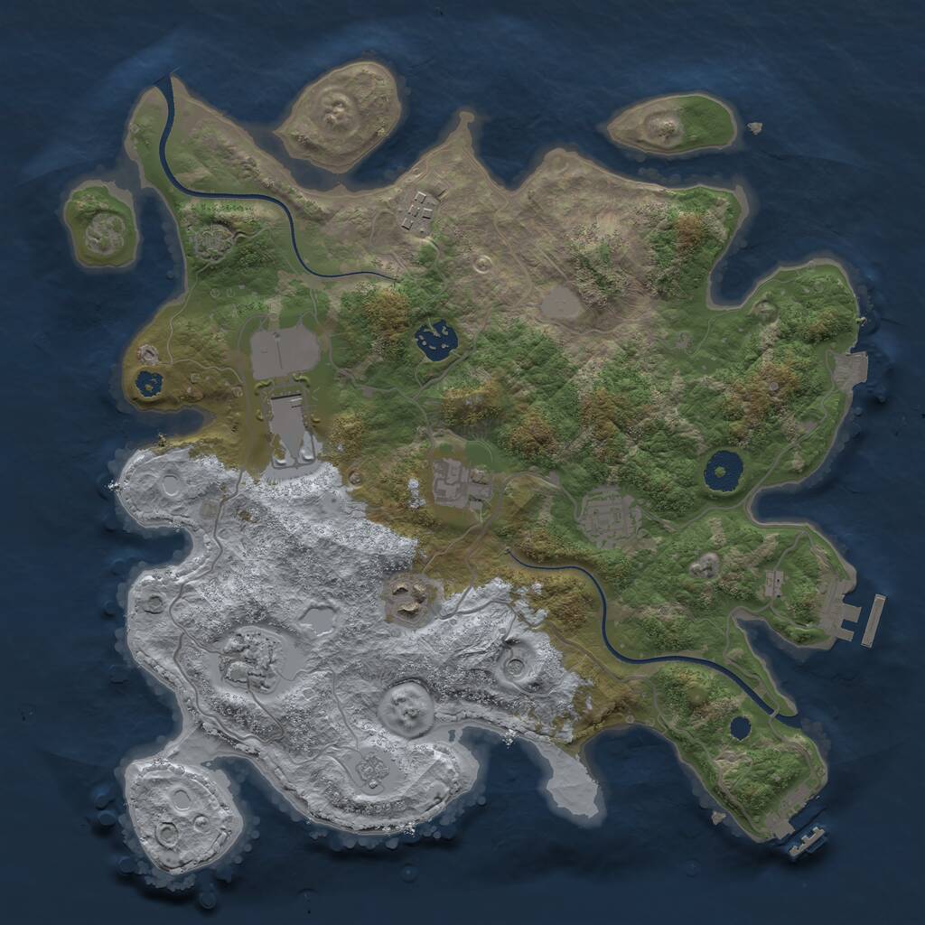 Rust Map: Procedural Map, Size: 3500, Seed: 1144286, 13 Monuments