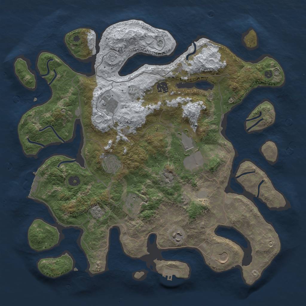 Rust Map: Procedural Map, Size: 4000, Seed: 916487, 17 Monuments