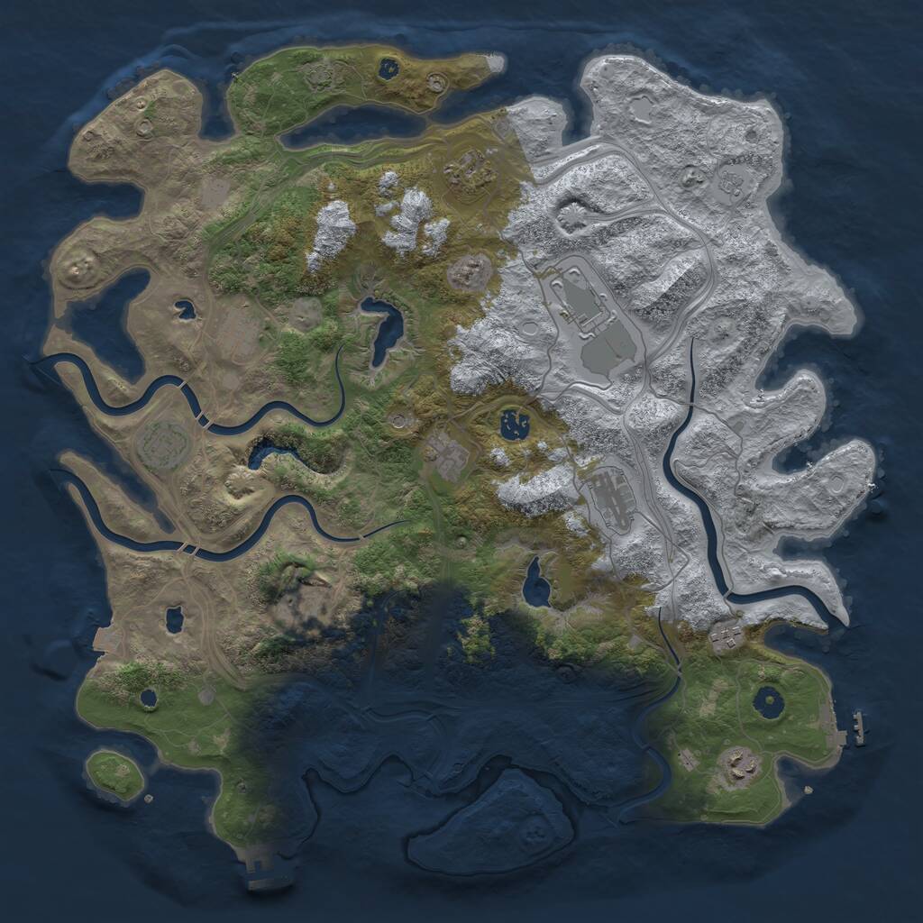 Rust Map: Procedural Map, Size: 4500, Seed: 3368491, 16 Monuments
