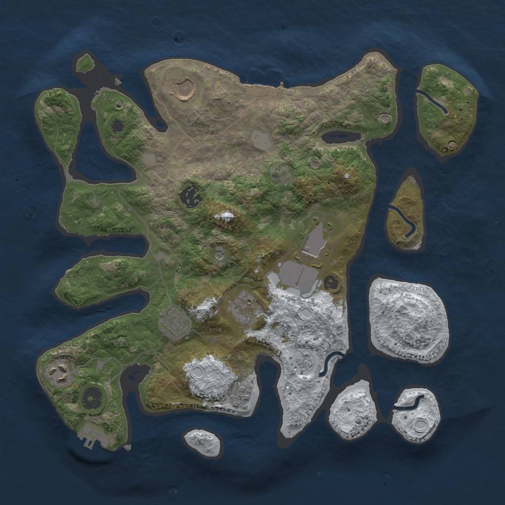 Rust Map: Procedural Map, Size: 3500, Seed: 6181501, 16 Monuments