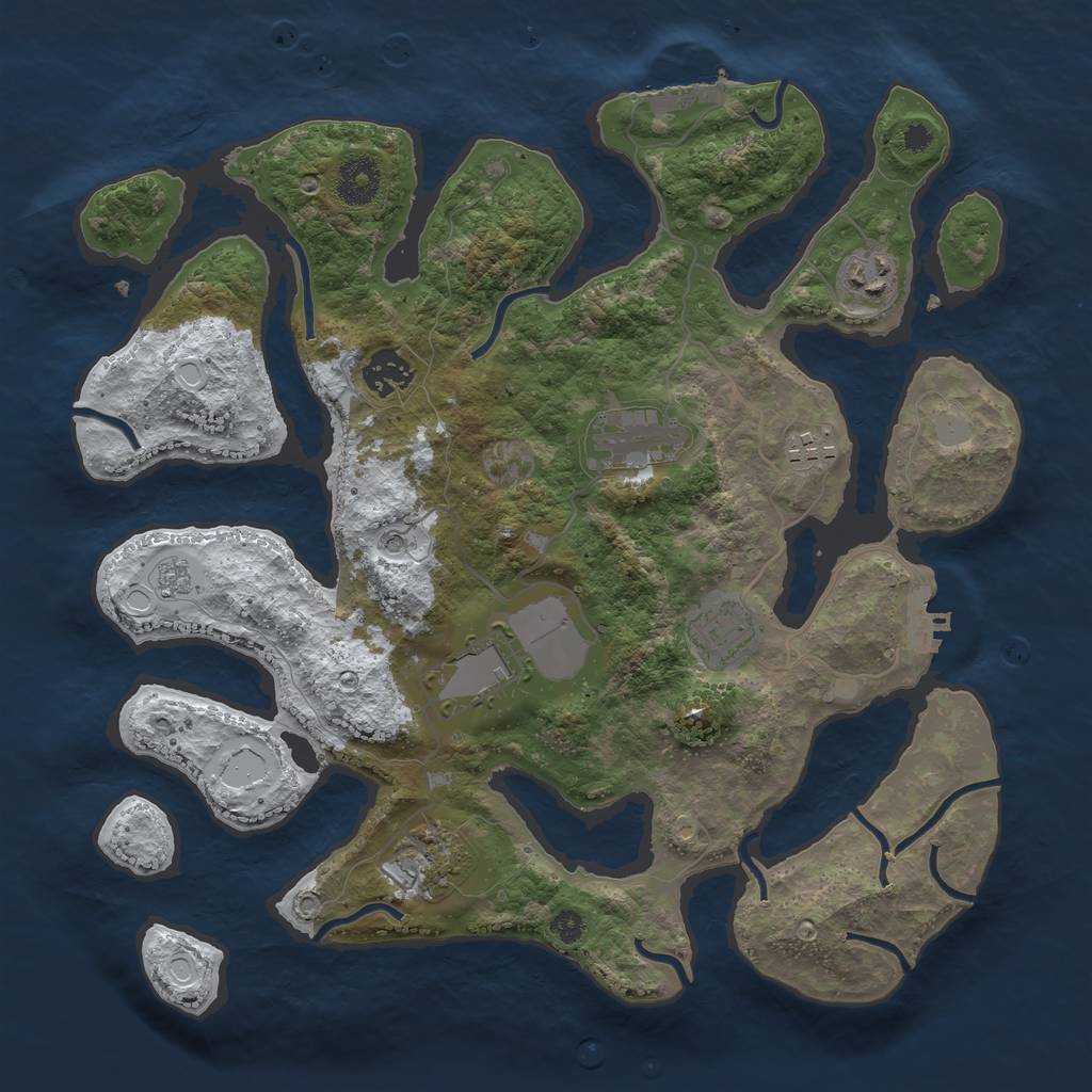 Rust Map: Procedural Map, Size: 3500, Seed: 1575912, 16 Monuments
