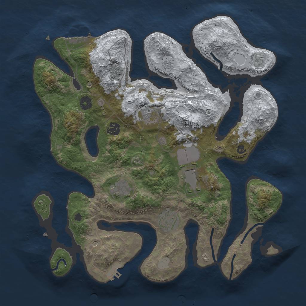 Rust Map: Procedural Map, Size: 3500, Seed: 2466785, 15 Monuments