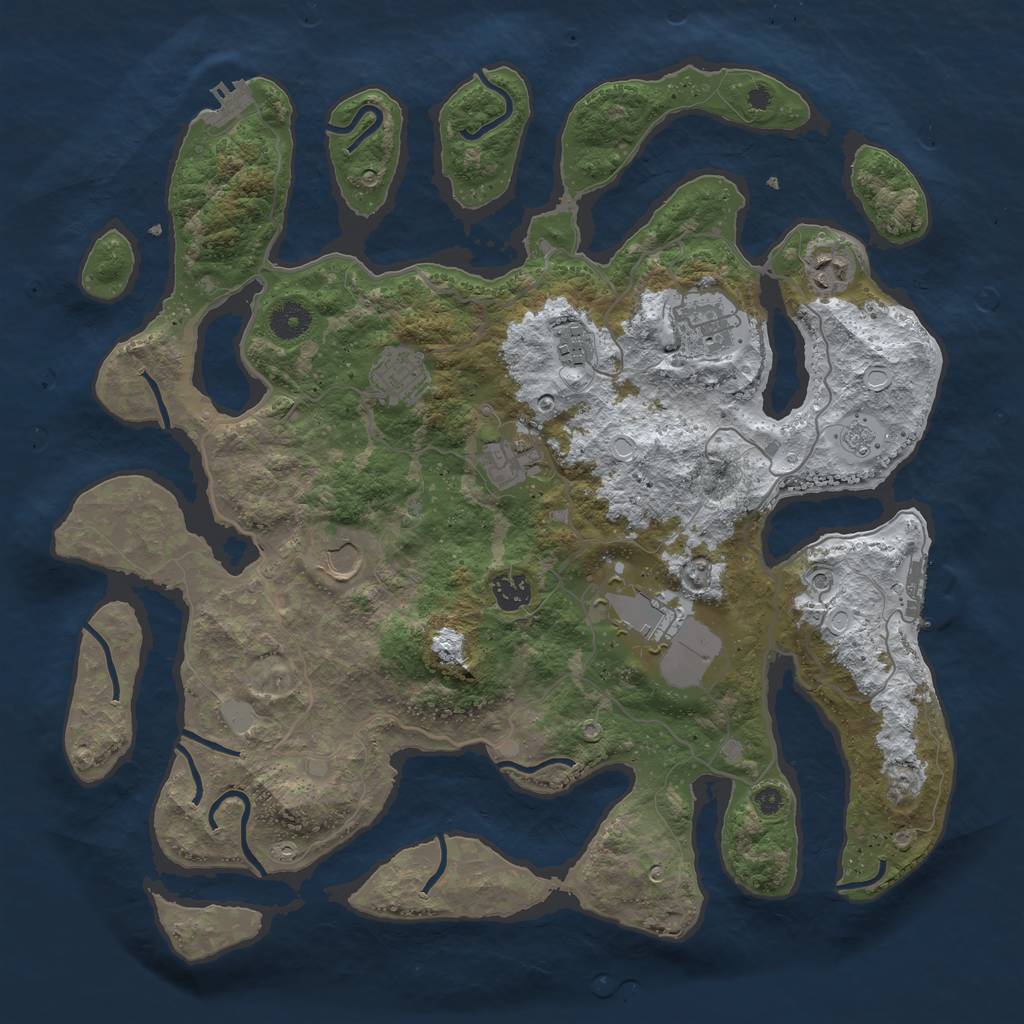 Rust Map: Procedural Map, Size: 4000, Seed: 362214, 17 Monuments