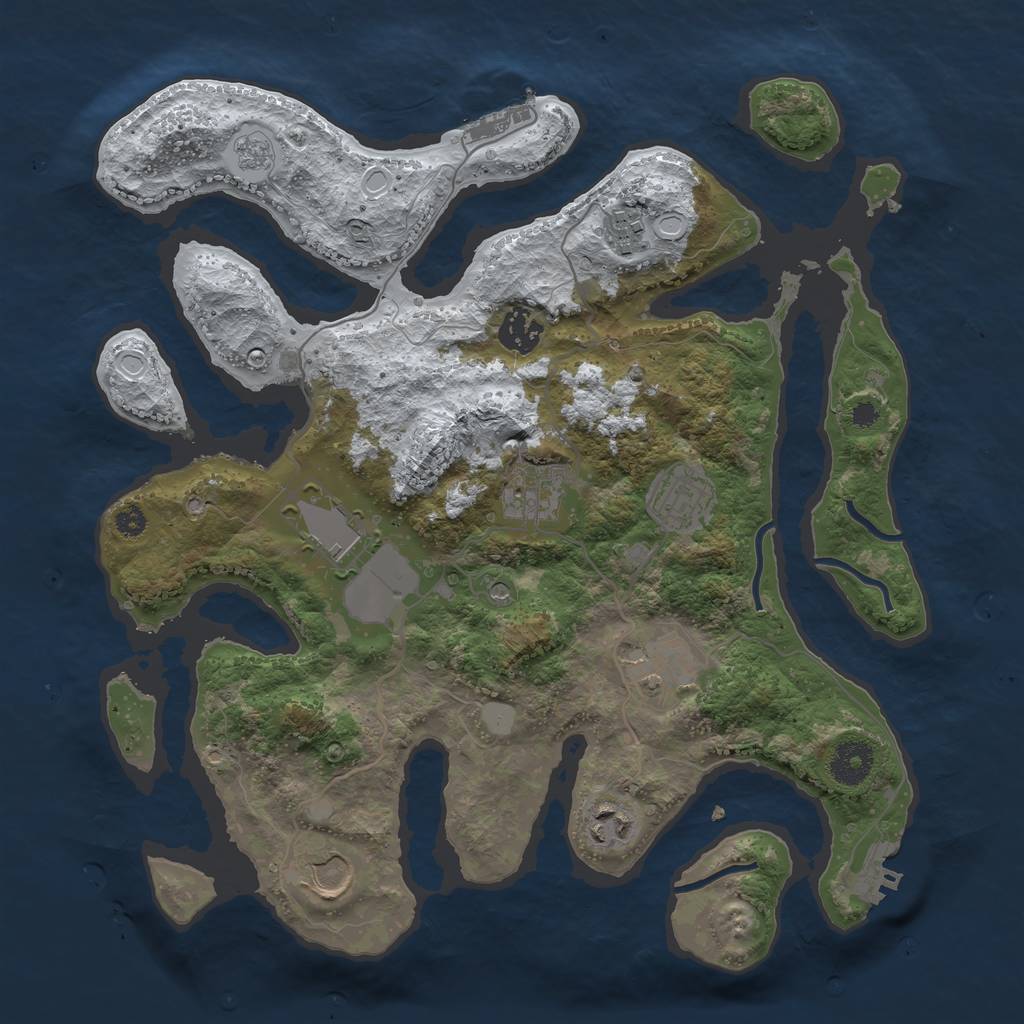 Rust Map: Procedural Map, Size: 3500, Seed: 3362510, 17 Monuments