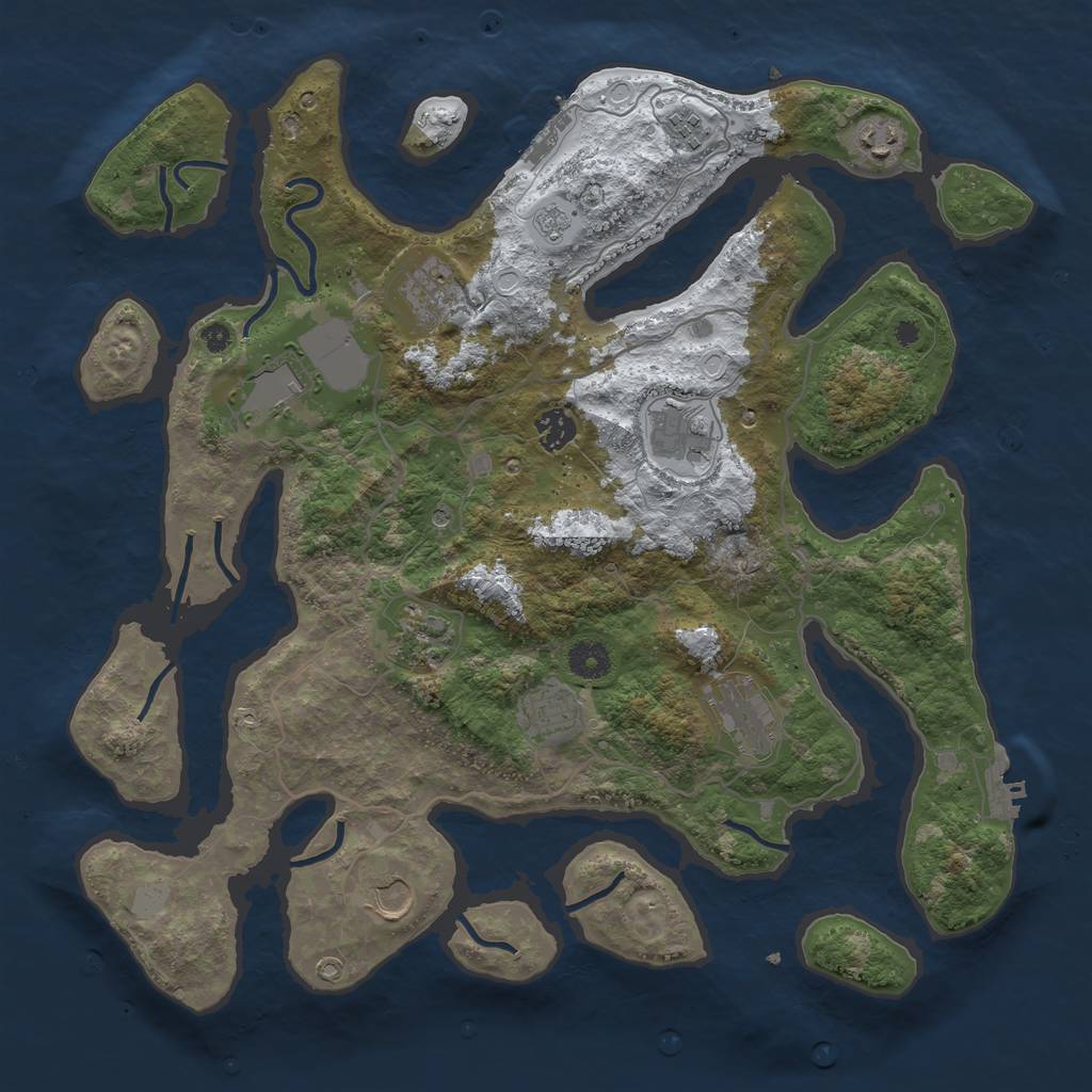 Rust Map: Procedural Map, Size: 4000, Seed: 885140, 19 Monuments