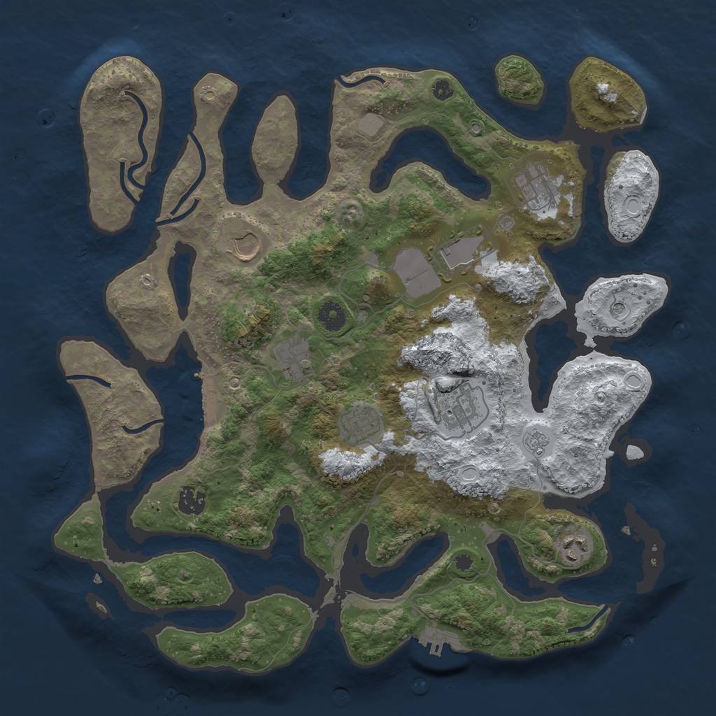 Rust Map: Procedural Map, Size: 3800, Seed: 3253503, 17 Monuments