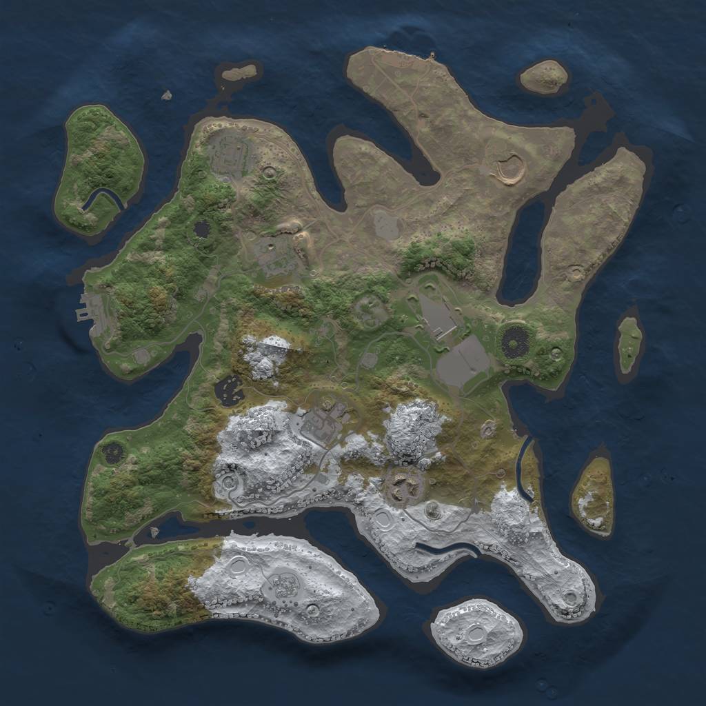 Rust Map: Procedural Map, Size: 3500, Seed: 3039413, 16 Monuments