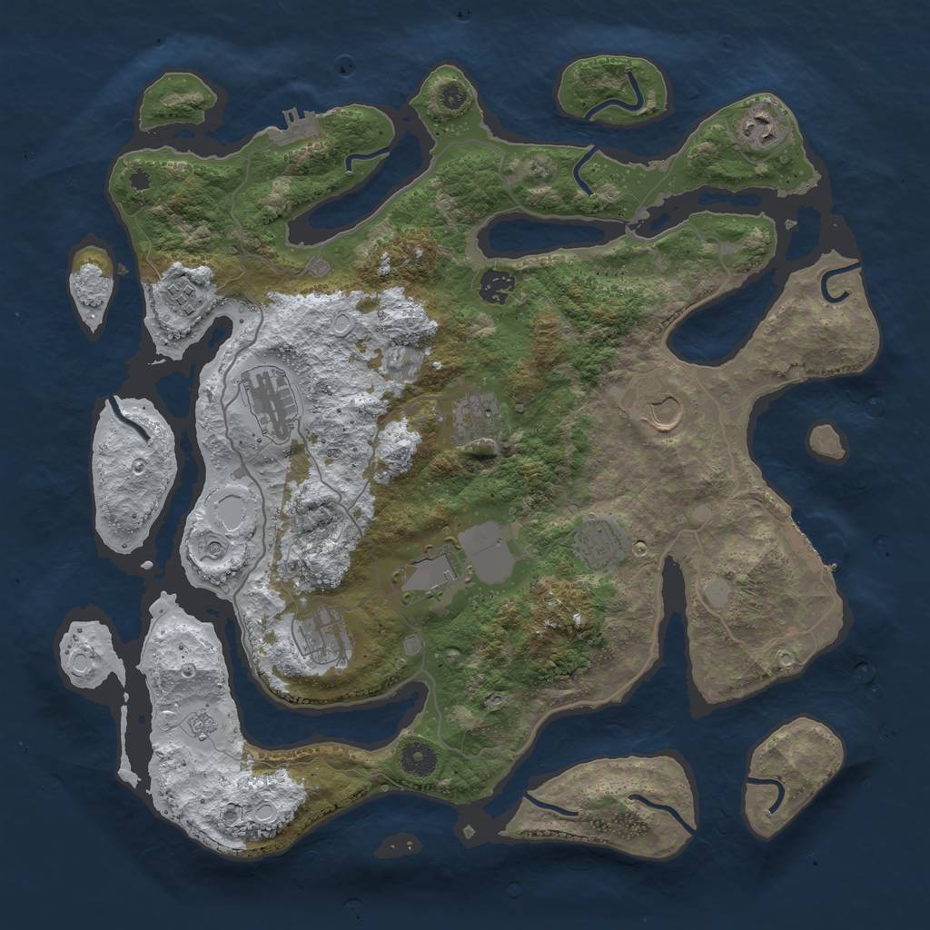 Rust Map: Procedural Map, Size: 4000, Seed: 919911, 18 Monuments