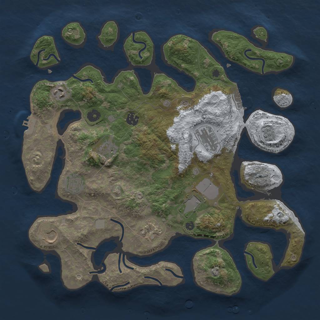 Rust Map: Procedural Map, Size: 3800, Seed: 4615192, 17 Monuments