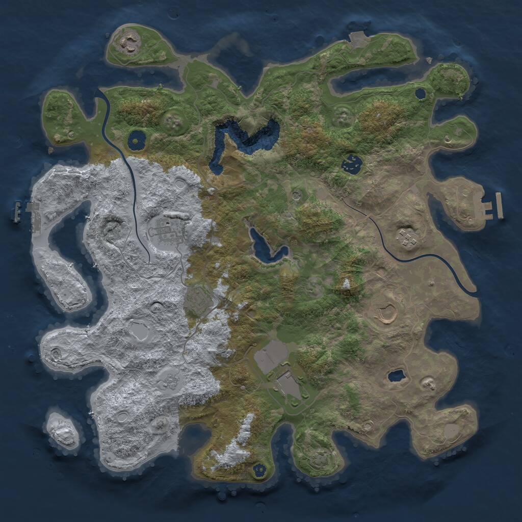 Rust Map: Procedural Map, Size: 4000, Seed: 808375, 13 Monuments
