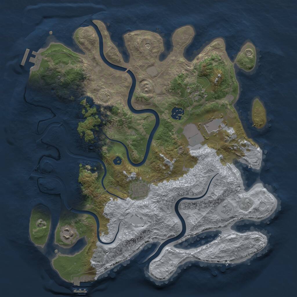 Rust Map: Procedural Map, Size: 3500, Seed: 2610715, 12 Monuments