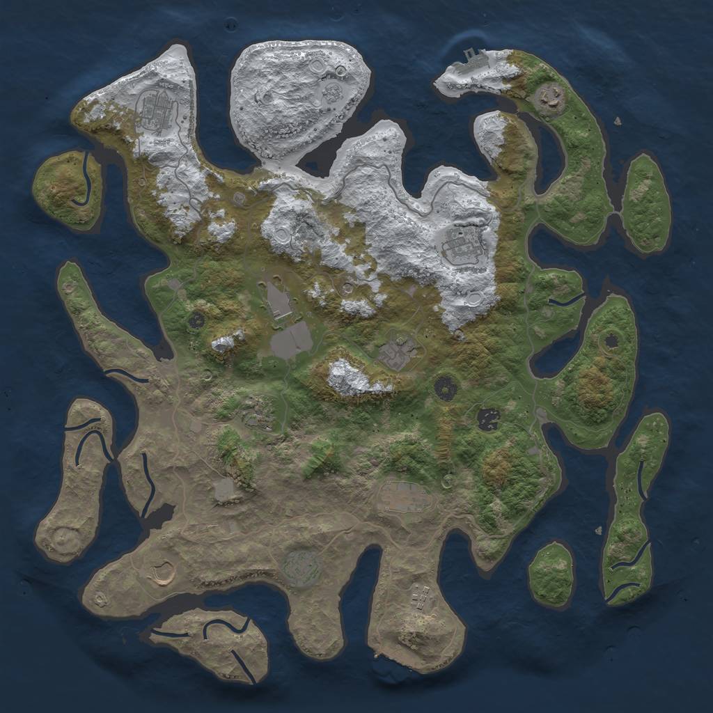 Rust Map: Procedural Map, Size: 4500, Seed: 3299155, 20 Monuments