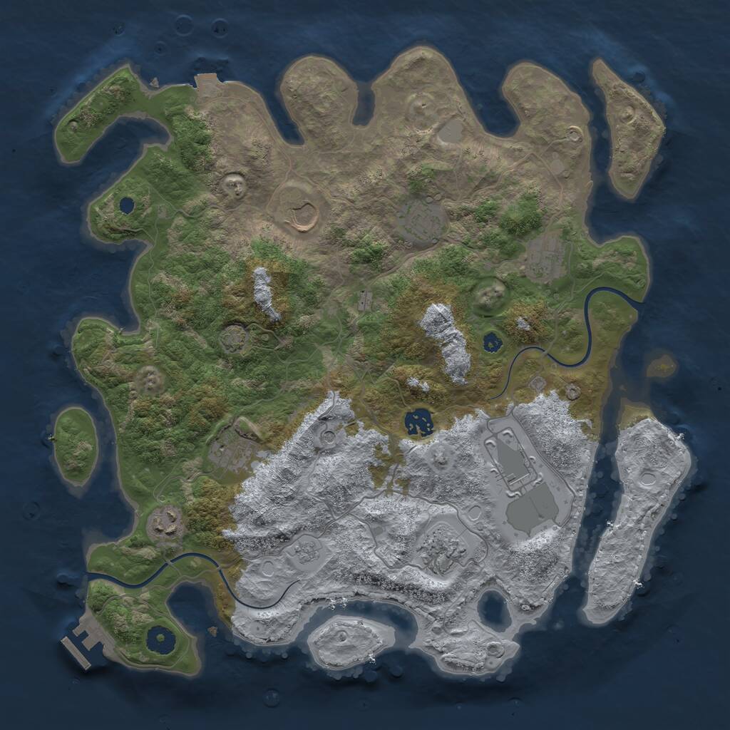 Rust Map: Procedural Map, Size: 3800, Seed: 6071646, 13 Monuments