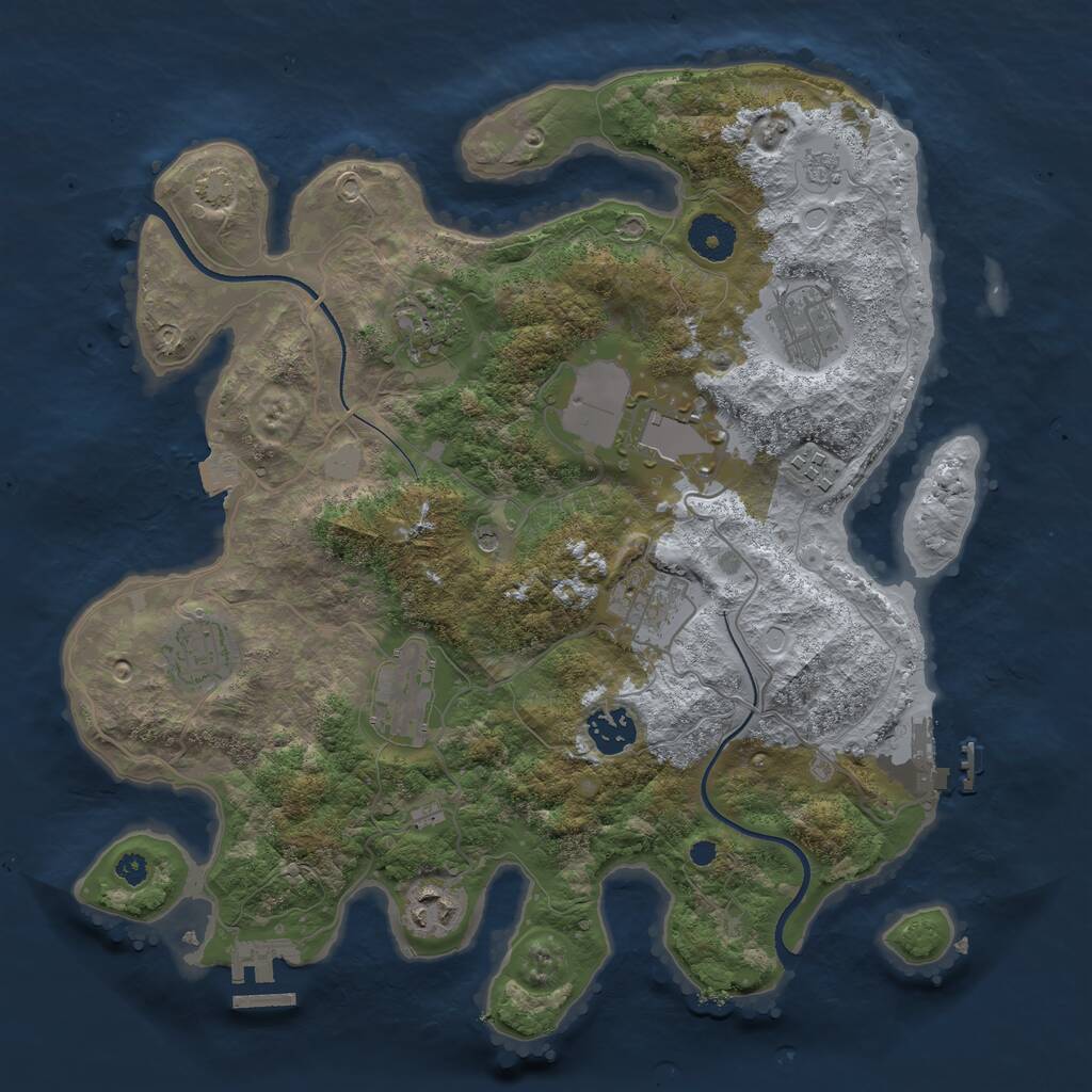 Rust Map: Procedural Map, Size: 3500, Seed: 4289753, 15 Monuments