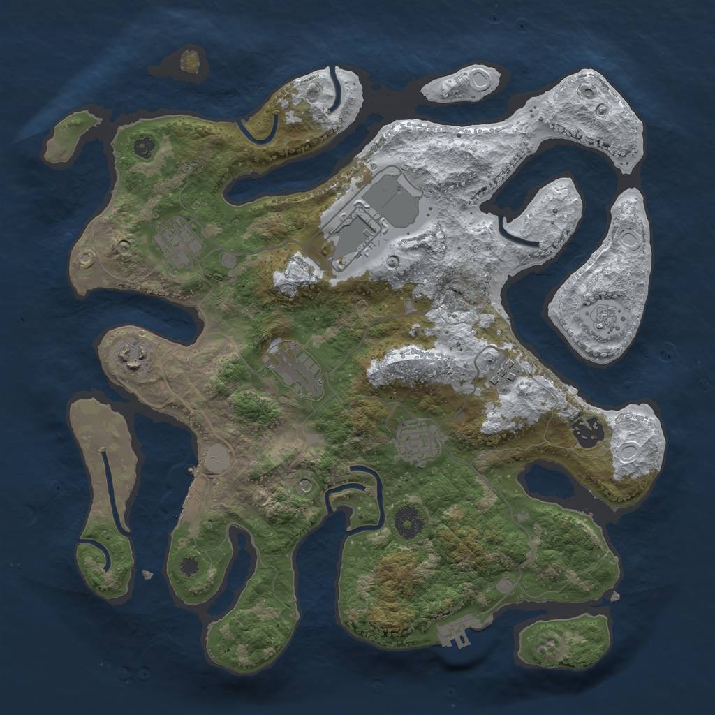 Rust Map: Procedural Map, Size: 3500, Seed: 1384599, 16 Monuments