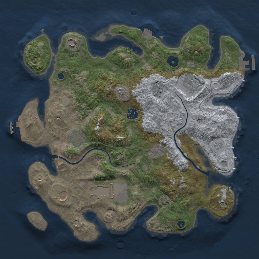 Rust Map: Procedural Map, Size: 3500, Seed: 66792, 14 Monuments
