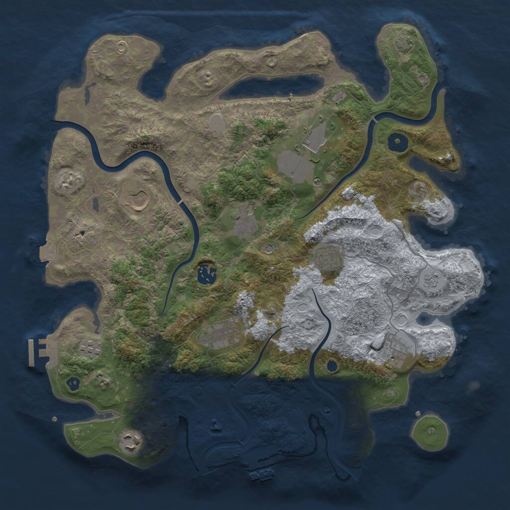 Rust Map: Procedural Map, Size: 3800, Seed: 2524988, 15 Monuments