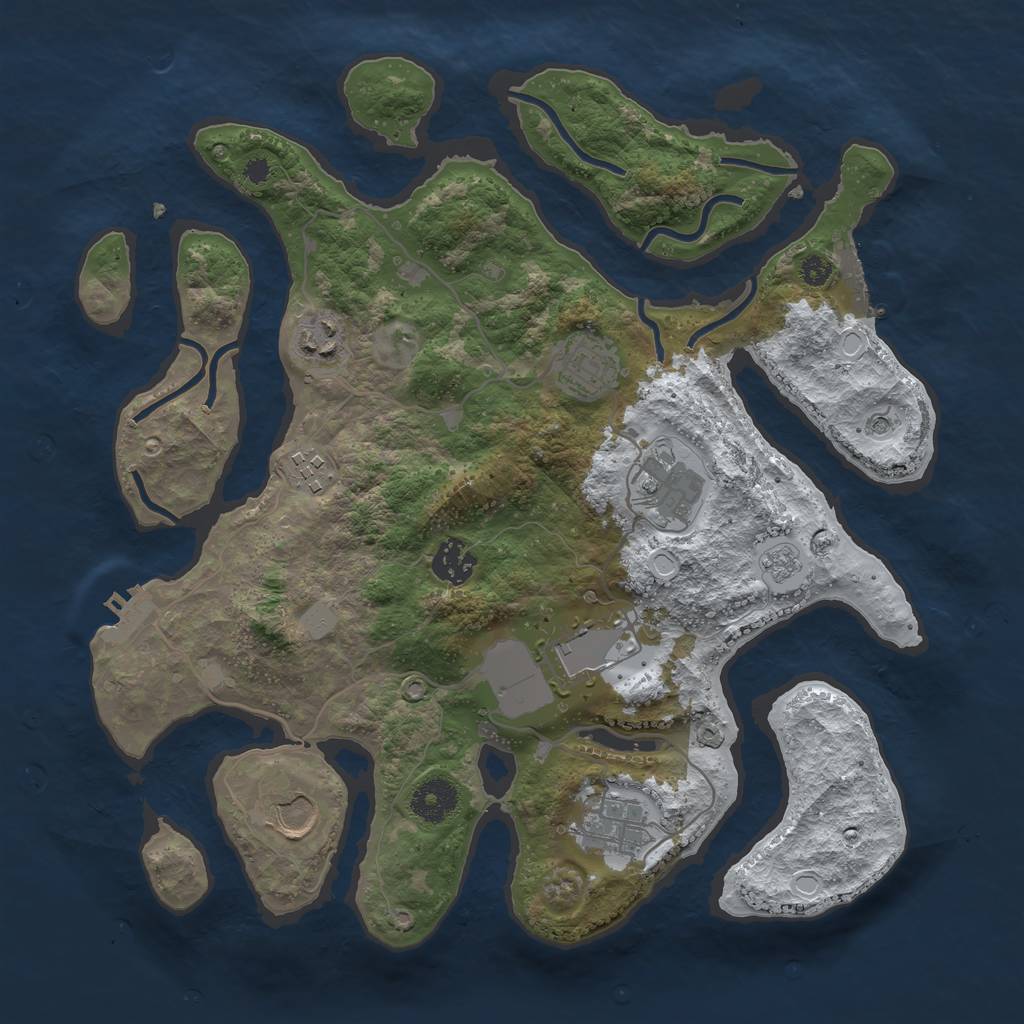 Rust Map: Procedural Map, Size: 3500, Seed: 663292, 17 Monuments