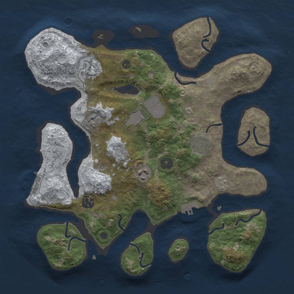 Rust Map: Procedural Map, Size: 3500, Seed: 1230597, 15 Monuments
